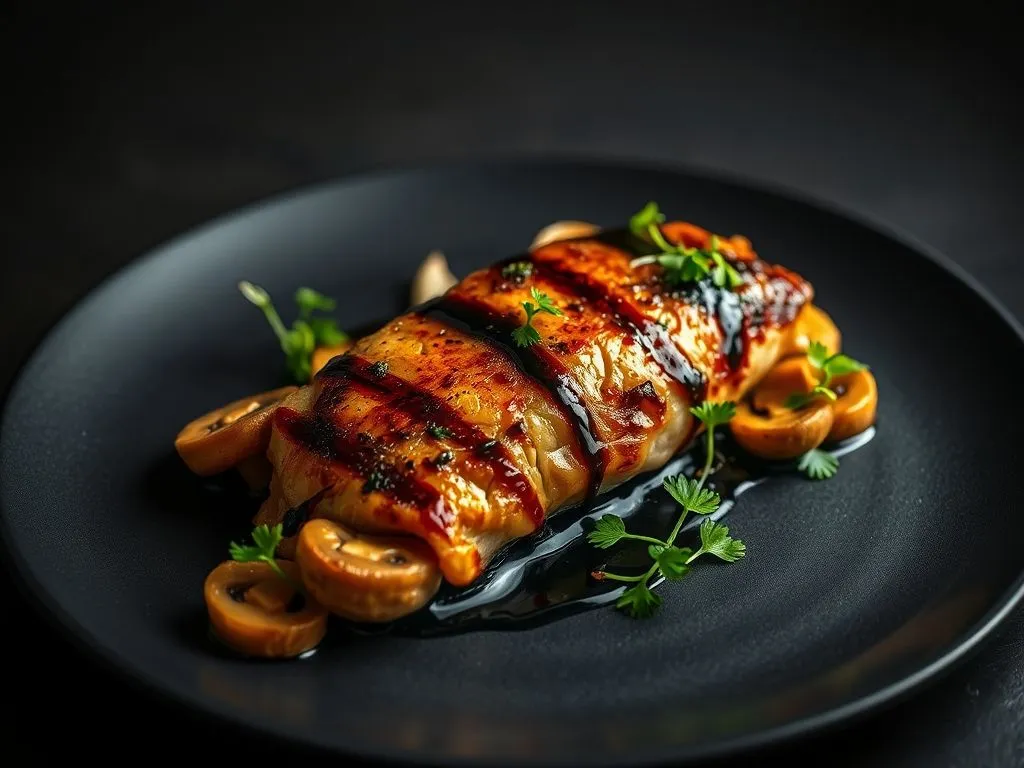 Pan Grilled Balsamic Chicken Breast And Mushrooms
