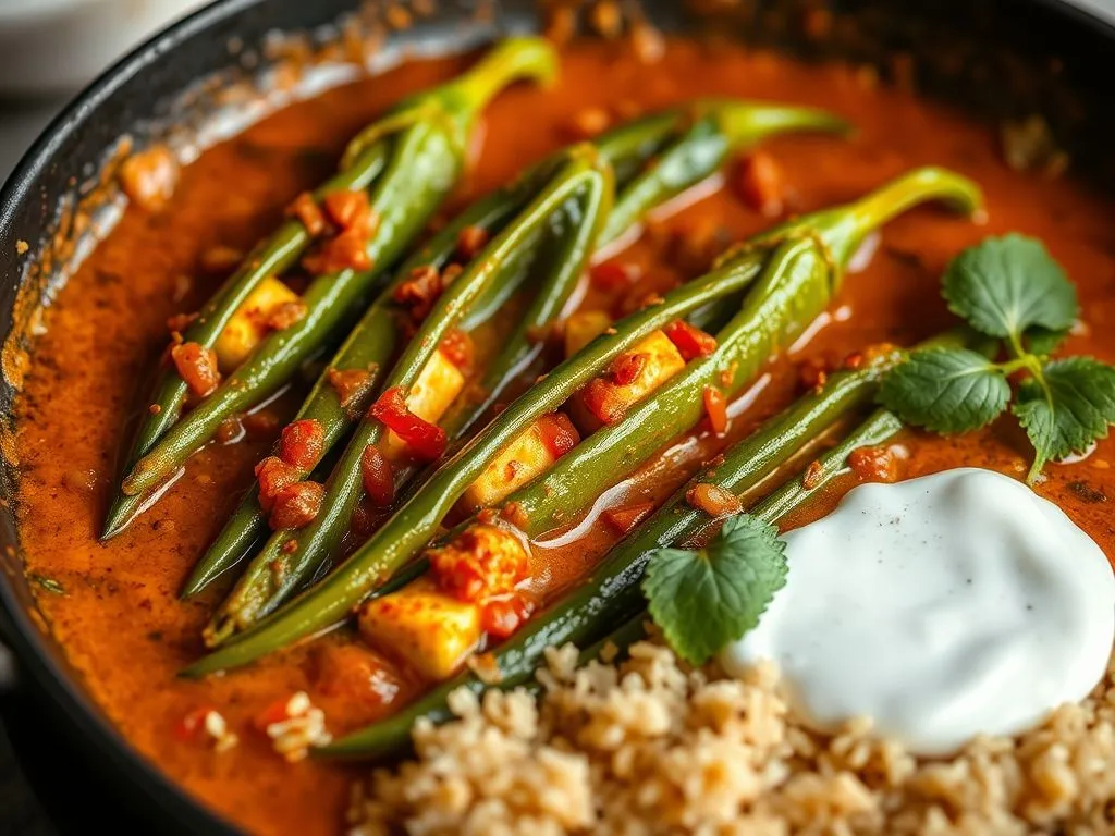 Paneer Stuffed Bhindi In Ajwain Tomato Gravy