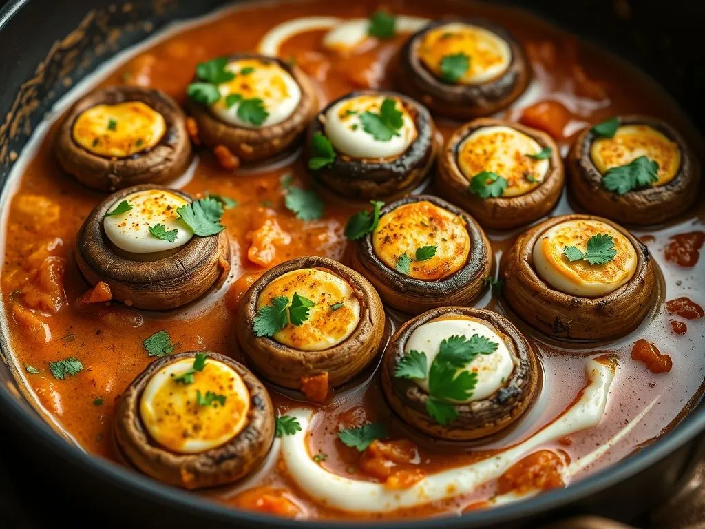 Paneer Stuffed Mushroom Masala