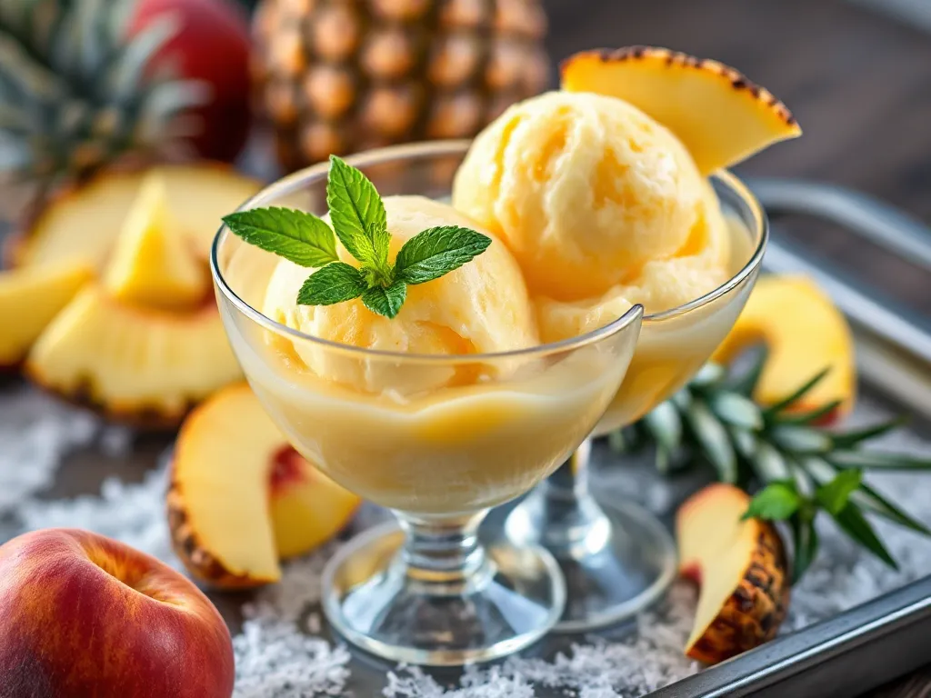 Peach Sorbet with Pineapple Puree