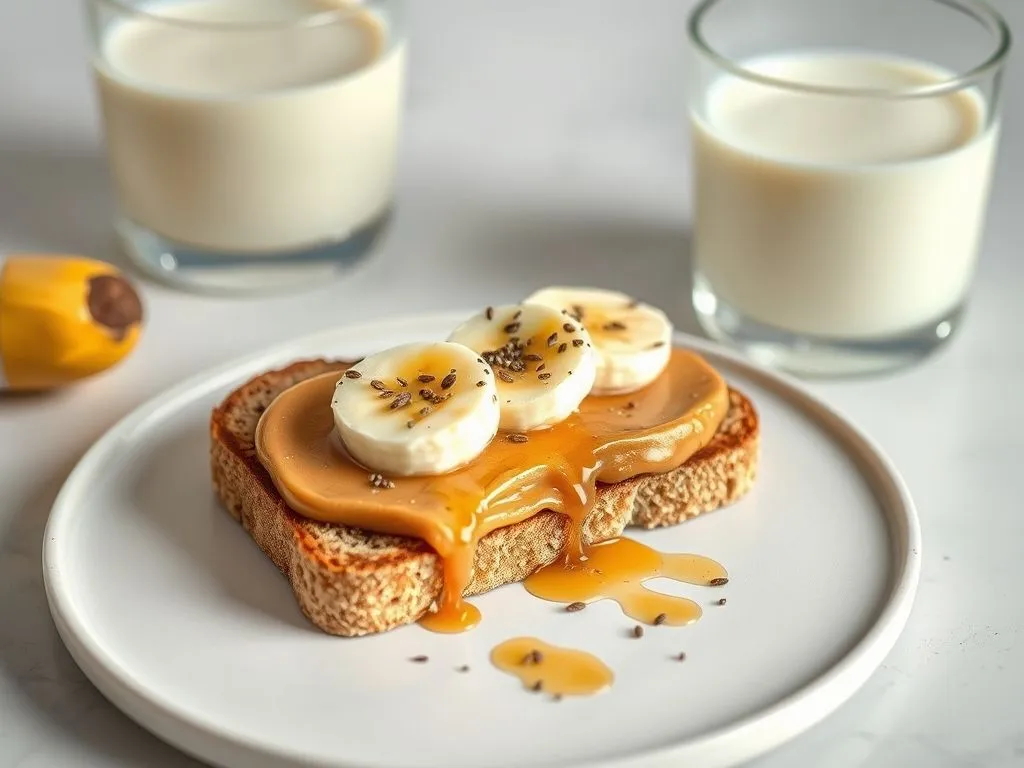 Peanut Butter Banana Multigrain Toast Healthy Breakfast
