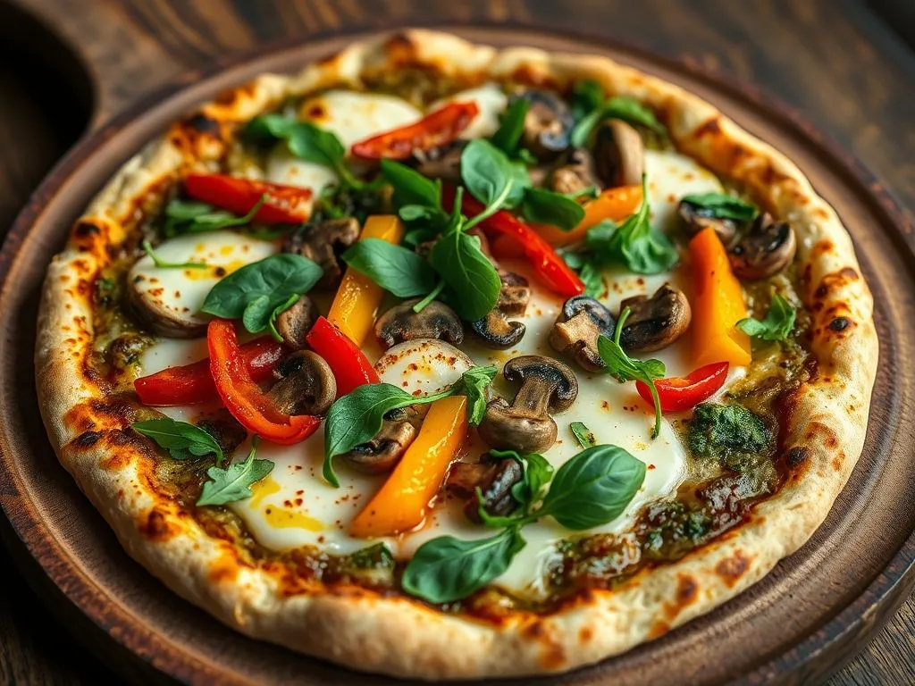 Pesto Pizza With Mushroom And Bell Pepper
