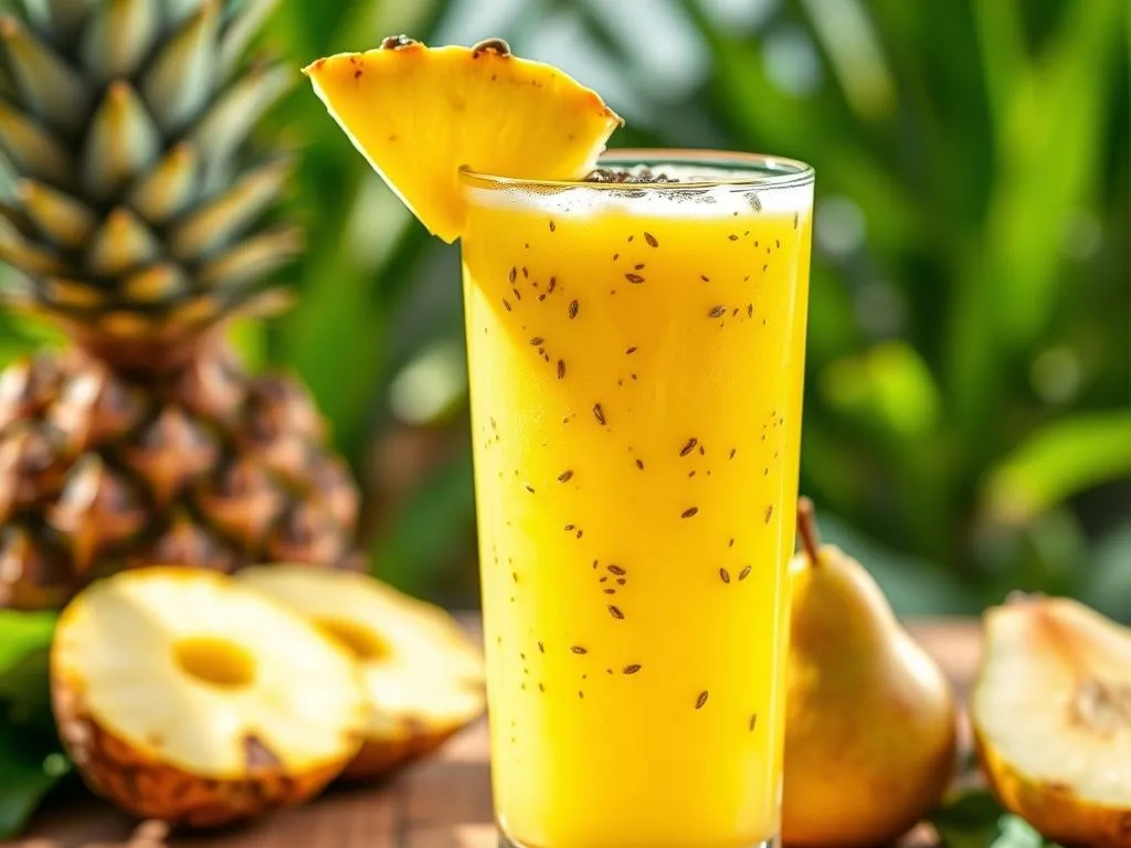 Pineapple Chia Seeds and Pear Juice
