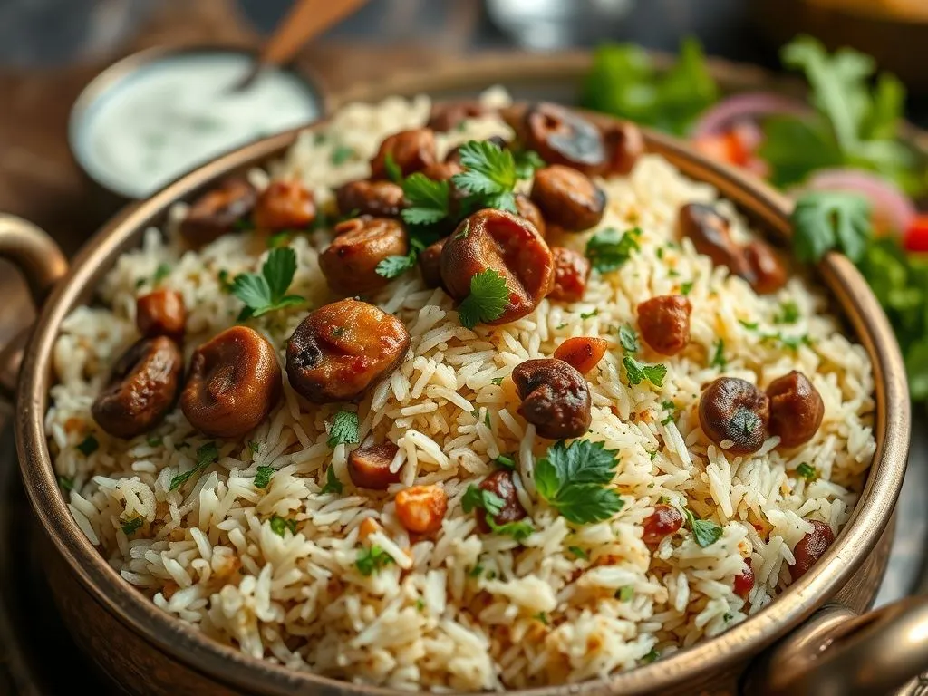 Pudina Mushroom And Soya Biryani