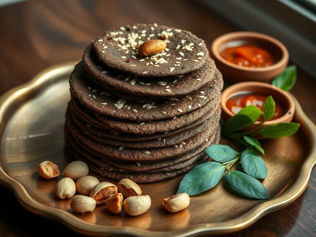 Ragi Nippattu With Peanuts And Sesame
