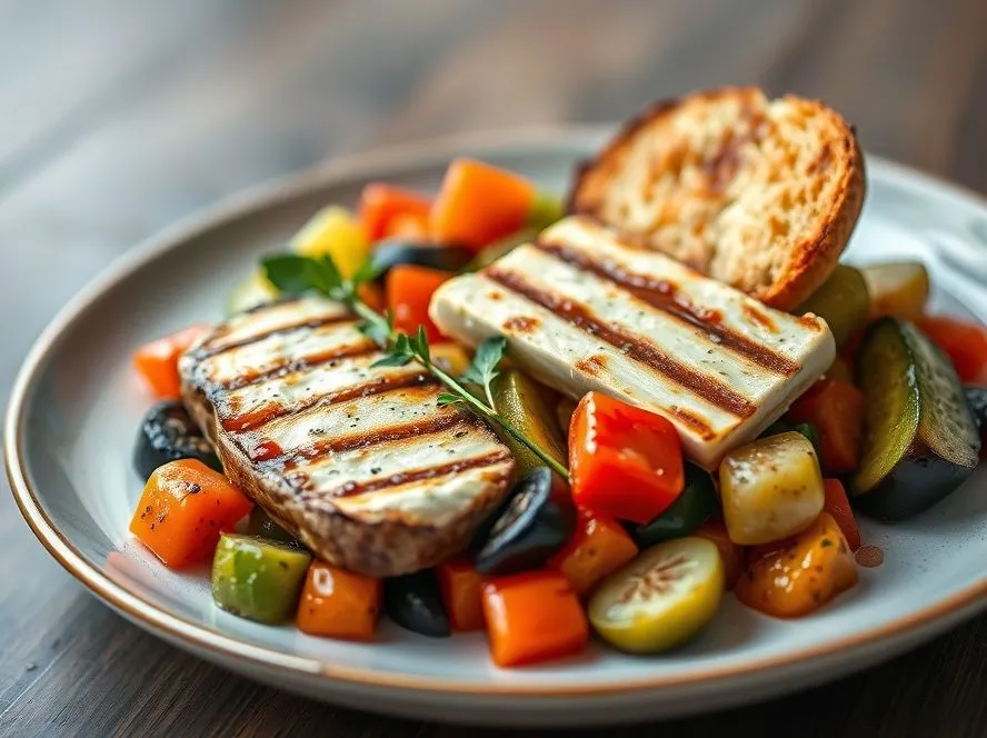 Ratatouille with Grilled Cottage Cheese Steak