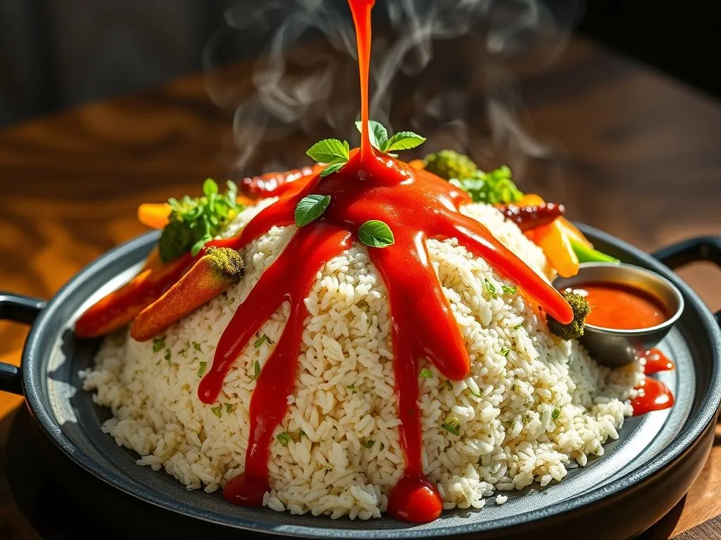 Rice Sizzler With Tomato Coulis