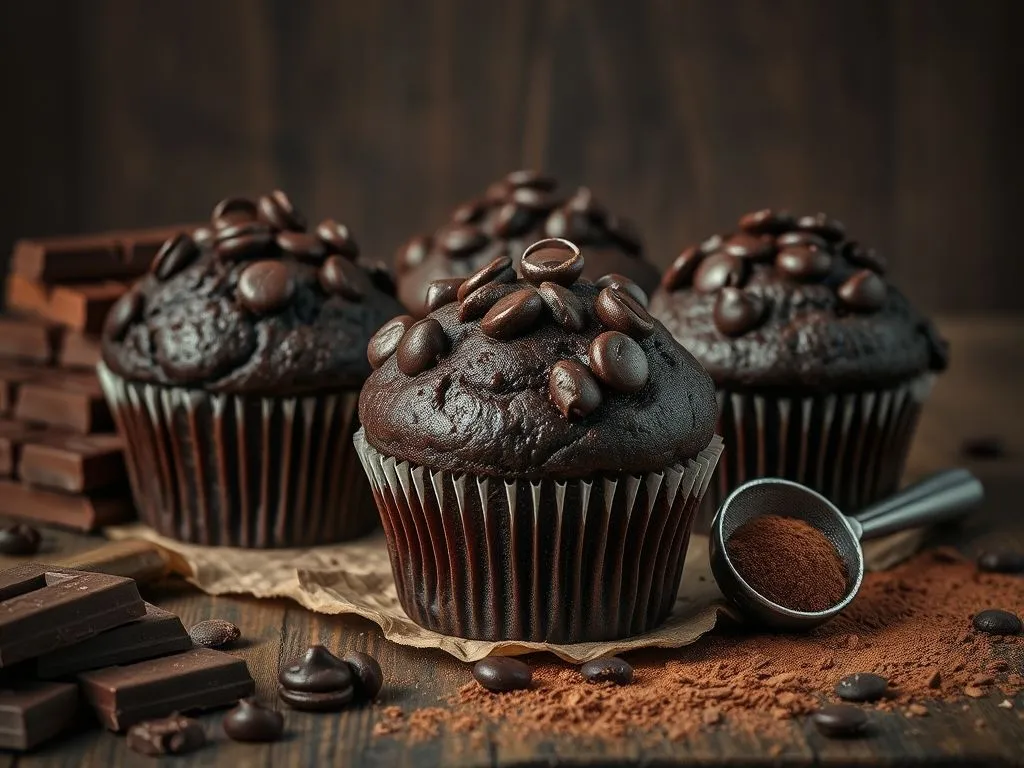 Rich Chocolate Muffins with Chocolate Chips