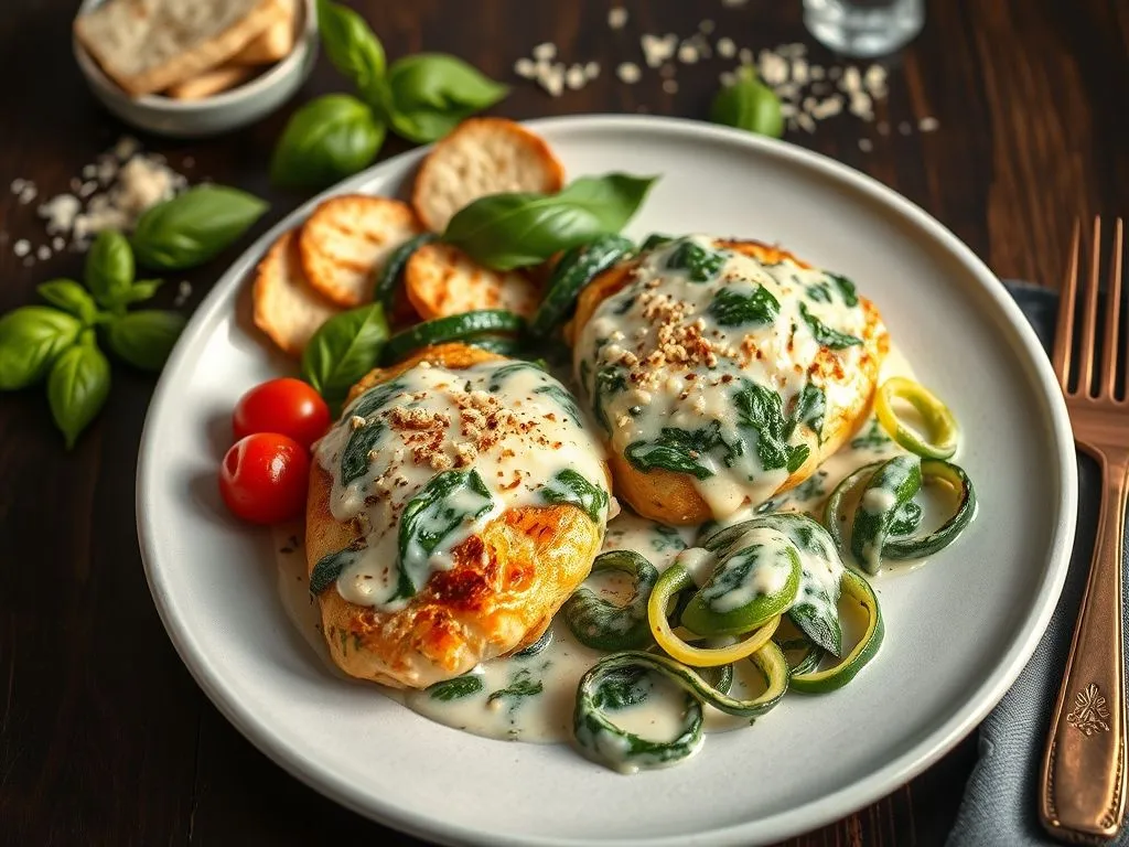 Roasted Chicken Curry In Spinach Parmesan Sauce