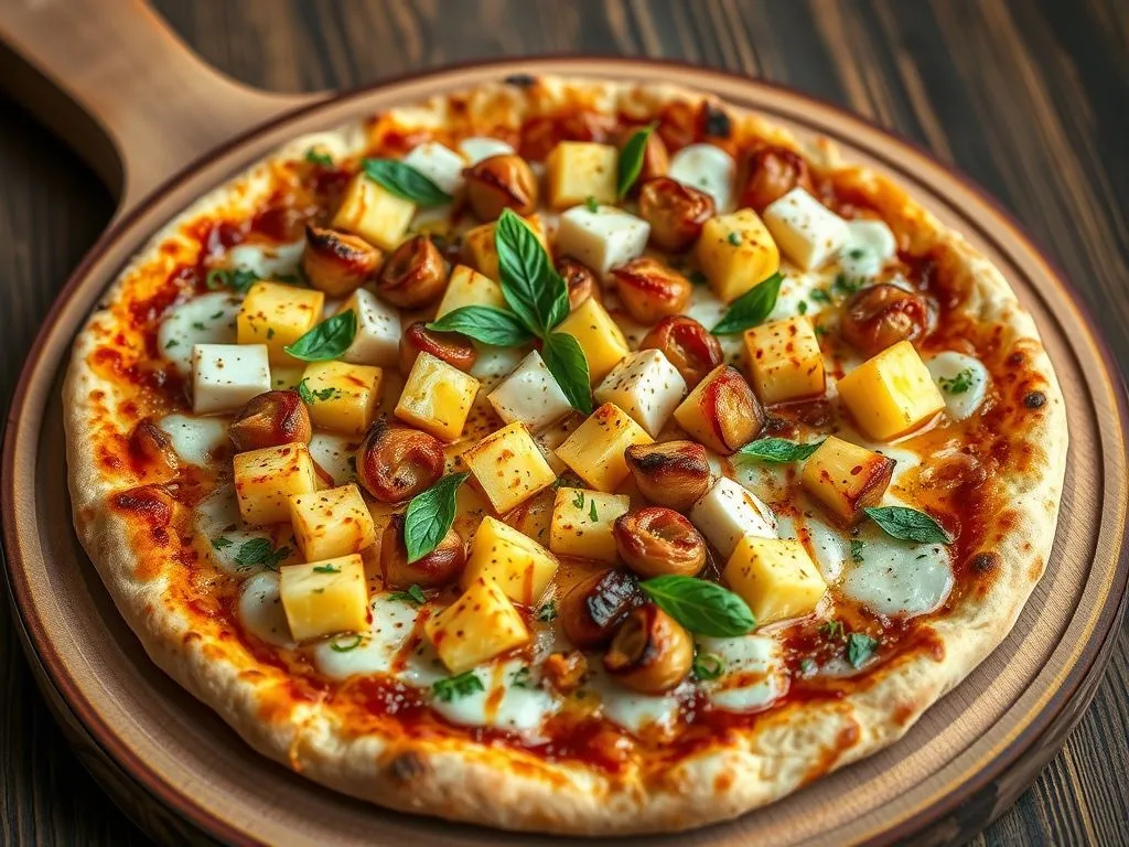 Roasted Garlic Pineapple Paneer Pizza