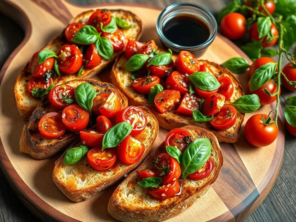 Roasted Tomato And Basil Bruschetta