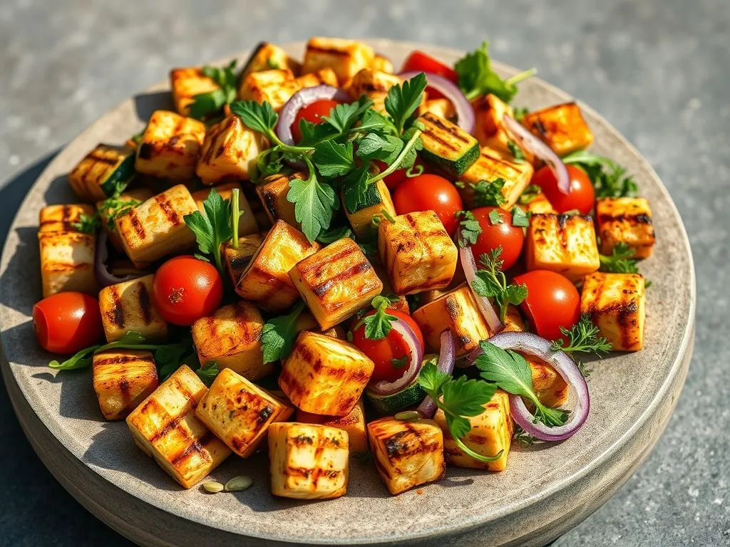 Smoked Tofu And Grilled Vegetable Salad