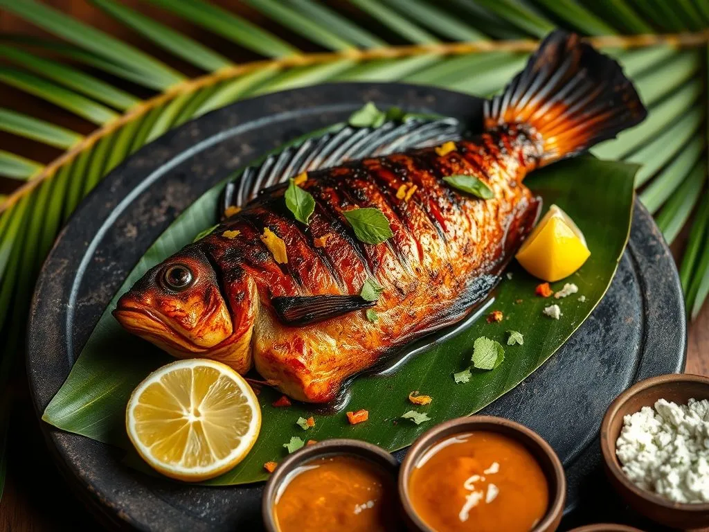 South Indian Grilled Fish With Spicy Fusion Sauce
