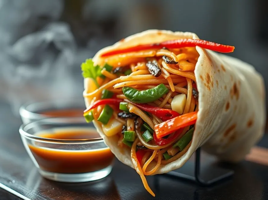 Spicy Chow Mein Noodle Wrap