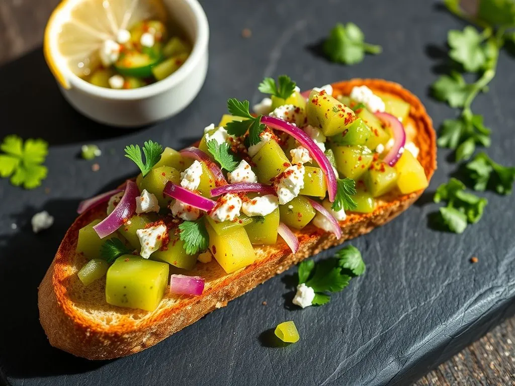 Spicy Kiwifruit Salsa & Feta Toasties