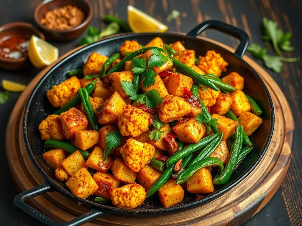 Spicy & Masaledar Aloo Gobi & Beans Tawa Sabzi