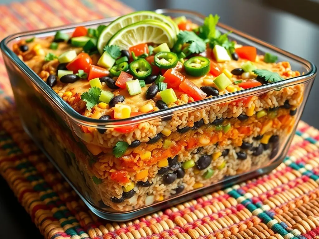 Spicy Mexican Layered Chilli Rice