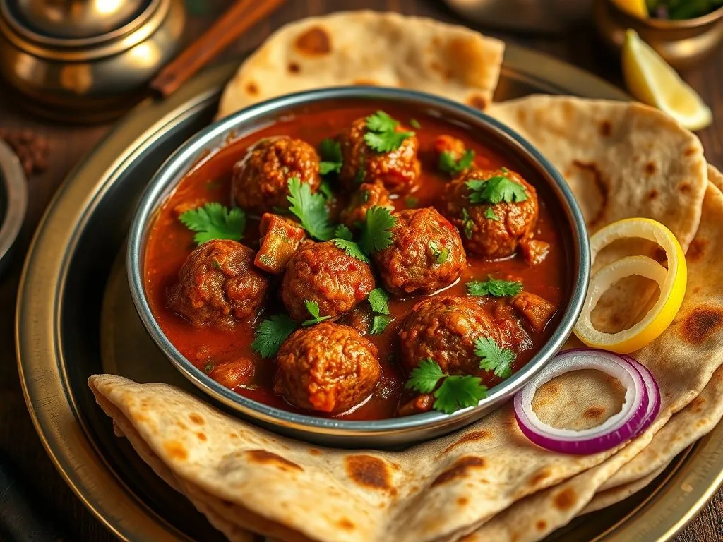 Spicy Minced Chicken Keema Balls Curry