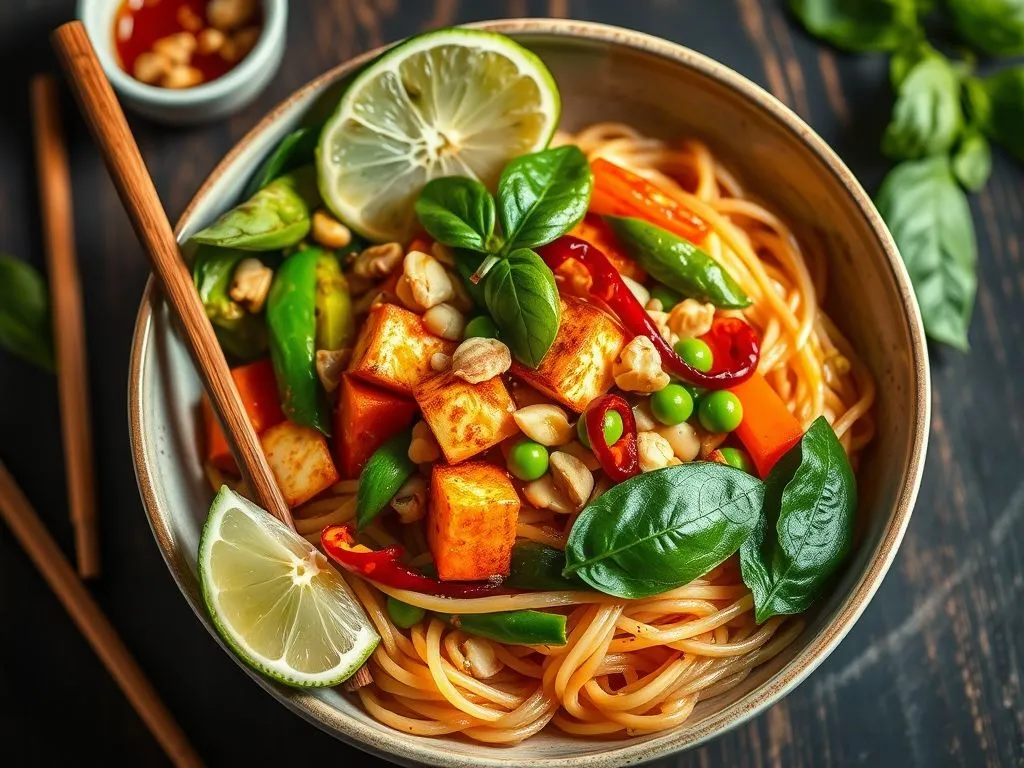 Spicy Vegetarian Thai Noodle Bowl