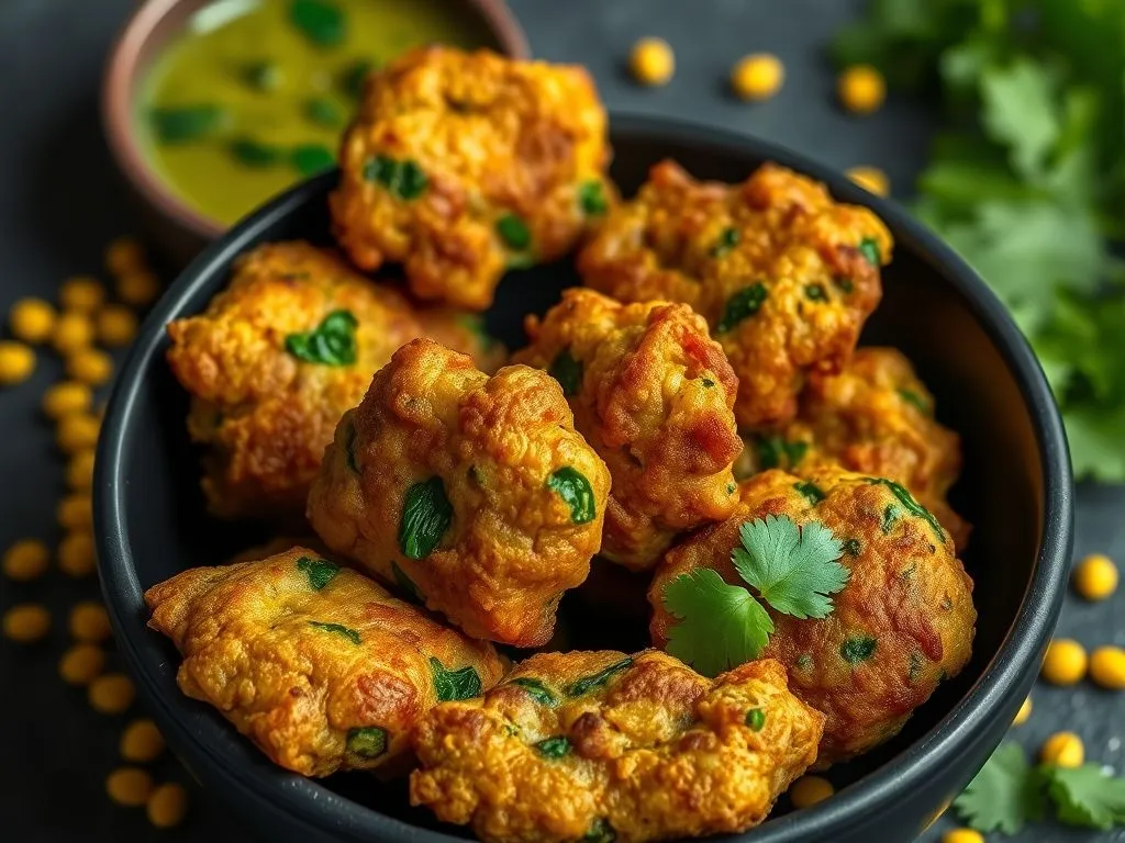 Spinach and Moong Dal Pakoda