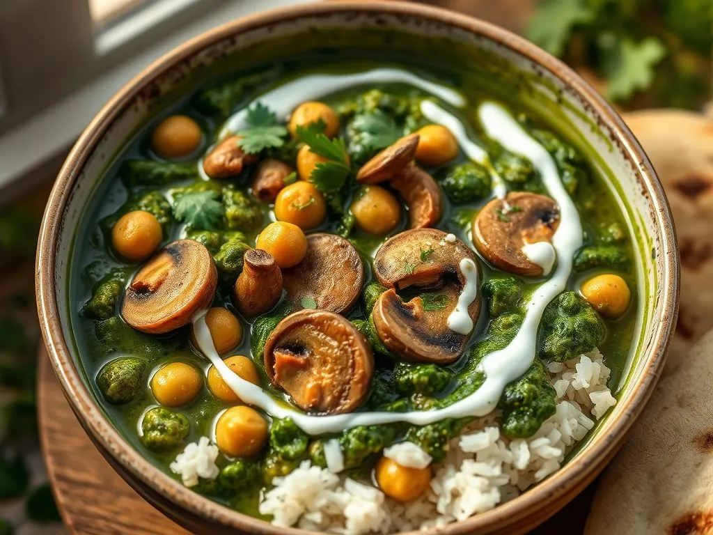 Spinach Mushroom Chickpea Curry