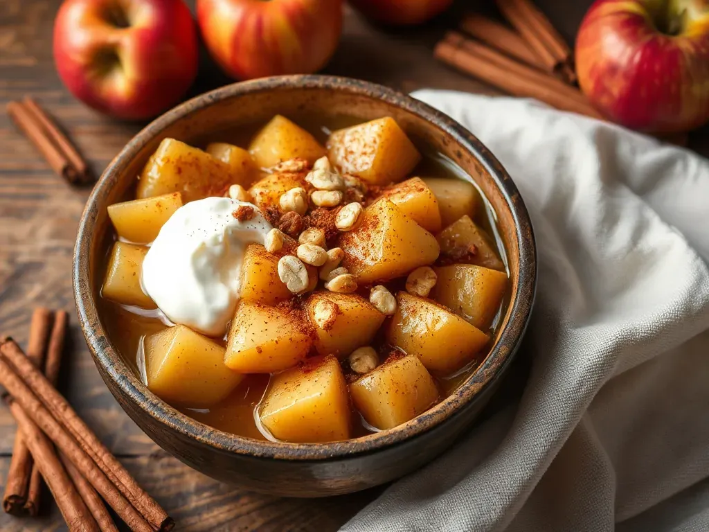 Stewed Cinnamon Apples with Peanut Dessert