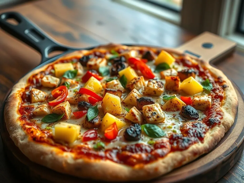 Sweet and Spicy Pineapple Paneer Tikka Tawa Pizza