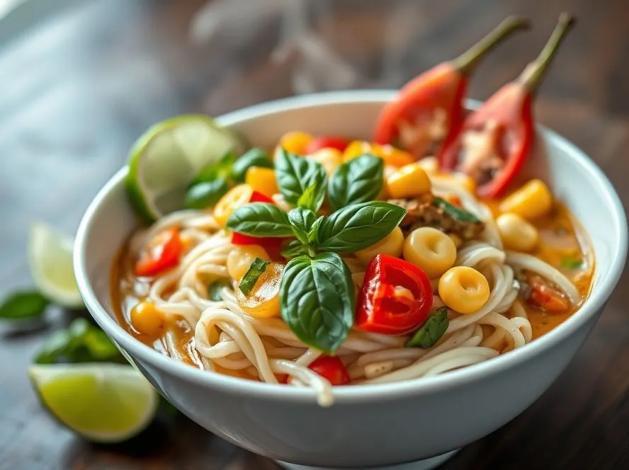 Thai Flavoured Vegetable Noodles In Coconut Curry