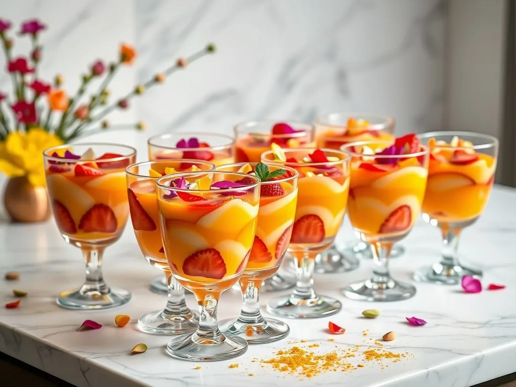 Thandai Panna Cotta With Strawberry And Mango Coulis