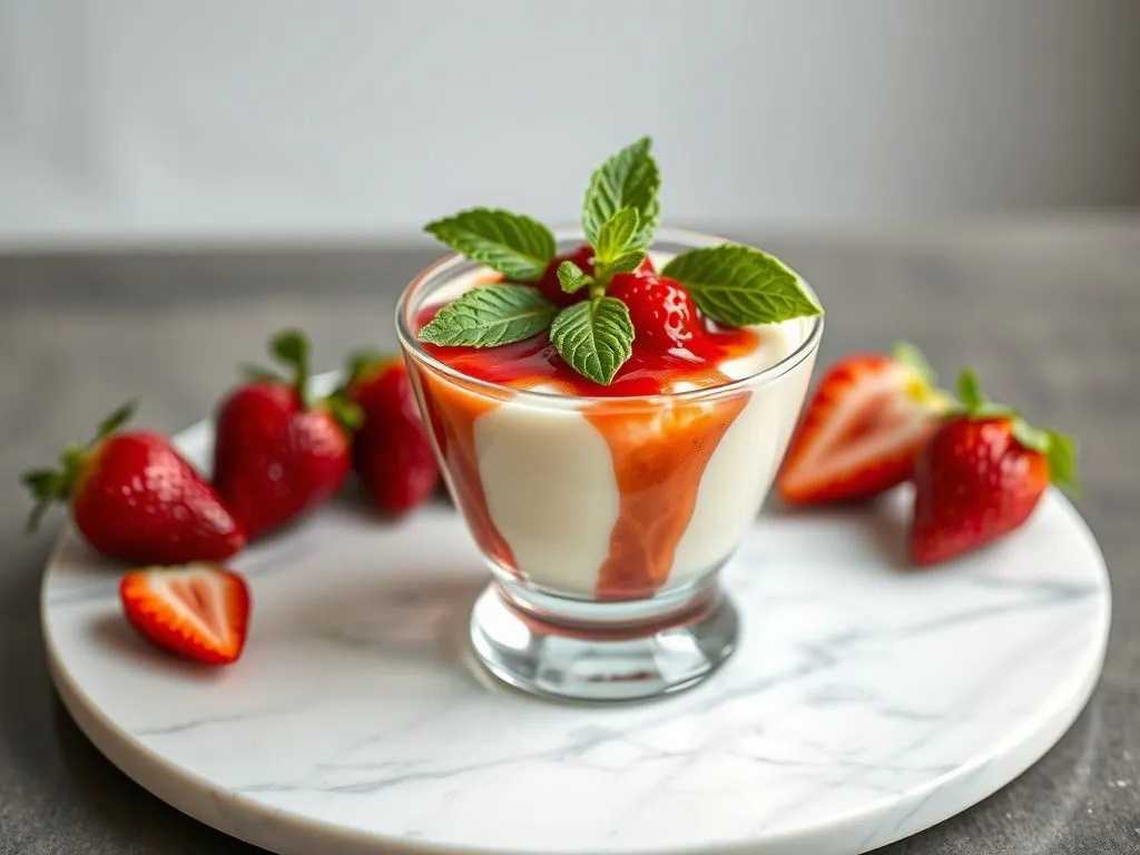 Vanilla Panna Cotta With Strawberry Coulis