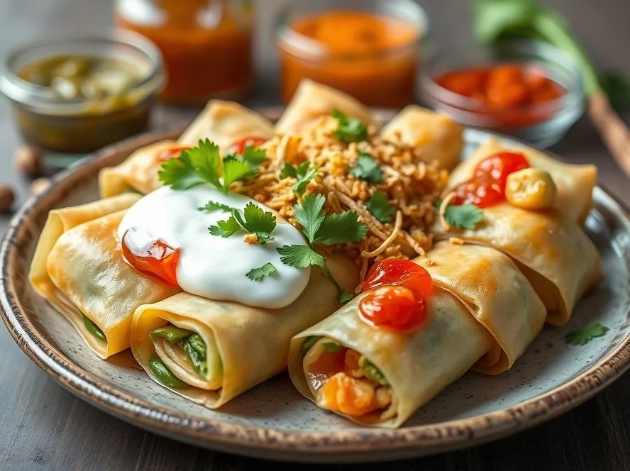 Veg Spring Roll Chaat