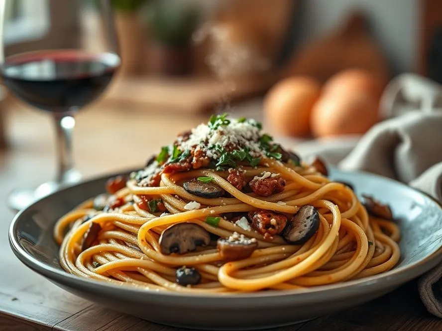 Walnut Mushroom Veg Bolognese With A Twist