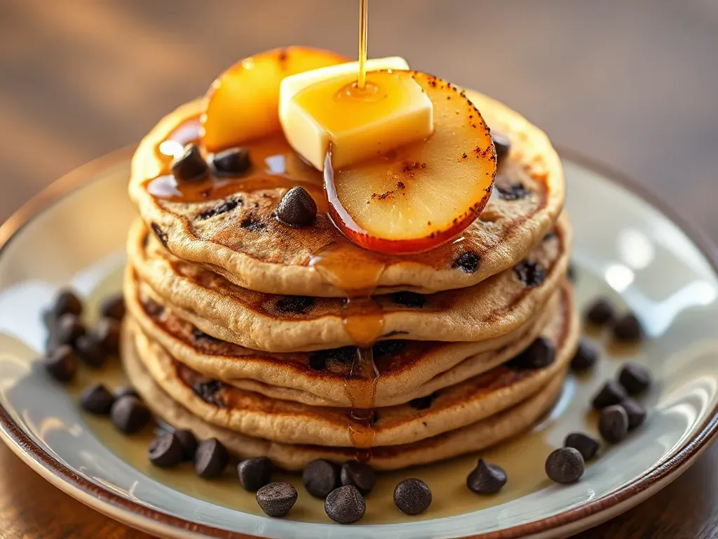 Whole Wheat Chocolate Chip Pancakes With Apples
