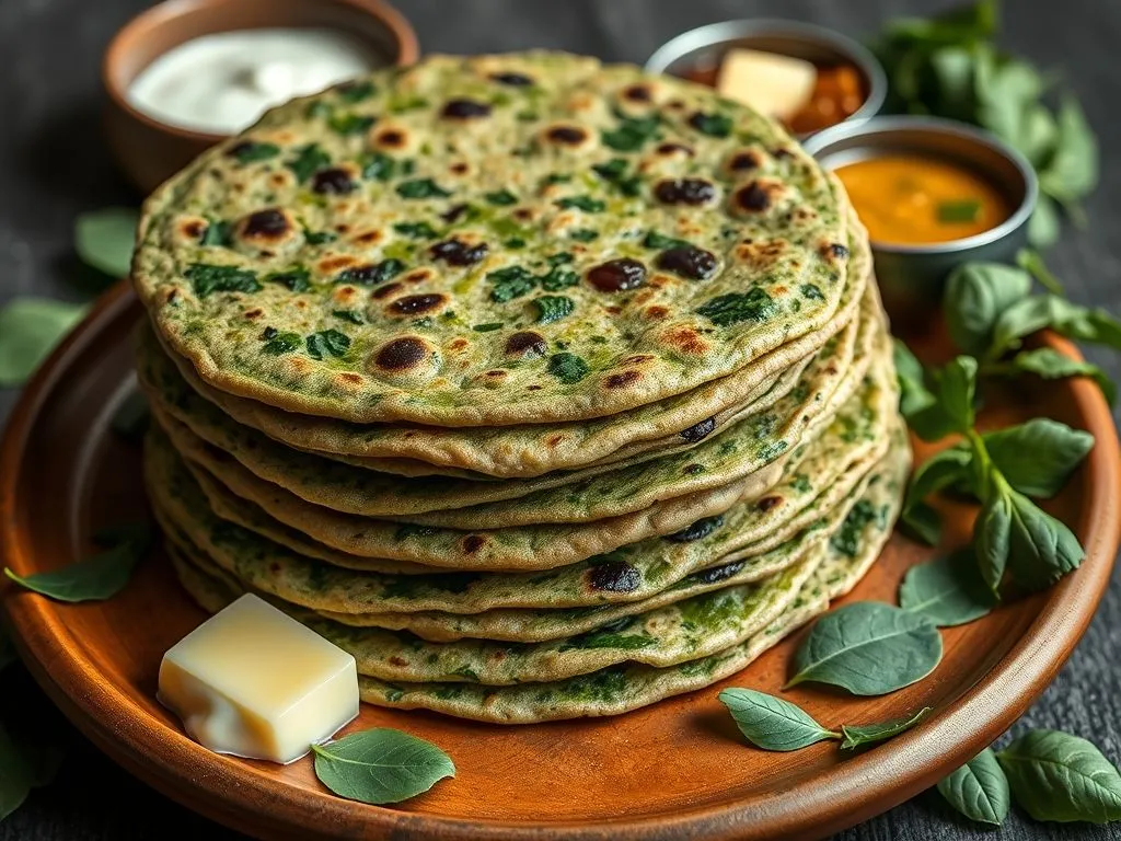 Whole Wheat Spinach Paratha