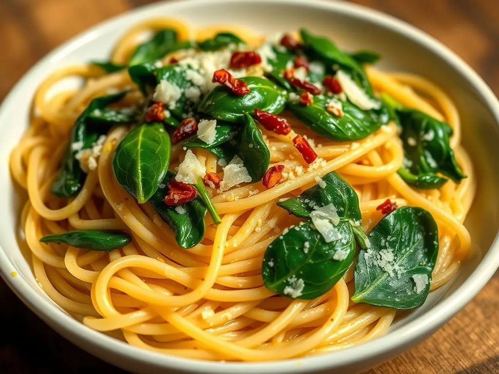 Zesty Spaghetti Aglio E Olio with Lemon and Spinach: A Fresh Twist on a Classic Italian