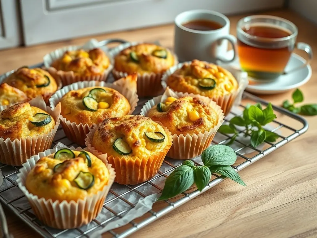 Zucchini, Corn And Smoked Cheese Muffins